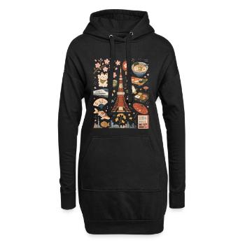 Tokyo | Sakura, Ramen & Grande Ville - Sweat-shirt à capuche long Femme - noir - Devant
