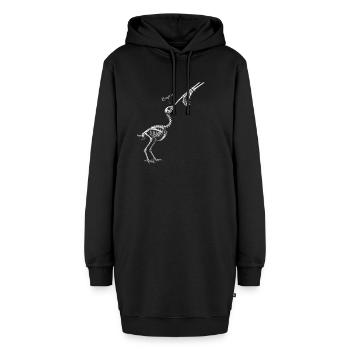 Funny skeleton chicken giving a hand kiss  - Hoodie-Kleid - Schwarz - Vorne - AI Model Female 172 light (172cm)