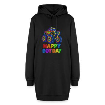 Happy Dot Day Monster Truck - Hoodie-Kleid - Schwarz - Vorne - AI Model Female 172 light (172cm)