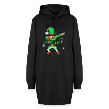 Depressive Elfenfamilie passt zu Weihnachten Humorvoll - Hoodie-Kleid - Schwarz - Vorne - AI Model Female 172 light (172cm)