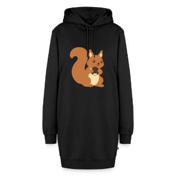 Eichhörnchen Haselnuss Illustration Geschenkidee - Hoodie-Kleid - Schwarz - Vorne - AI Model Female 172 light (172cm)