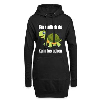 Bin endlich da kann los gehen lustige Schildkröte - Hoodie-Kleid - Schwarz - Vorne