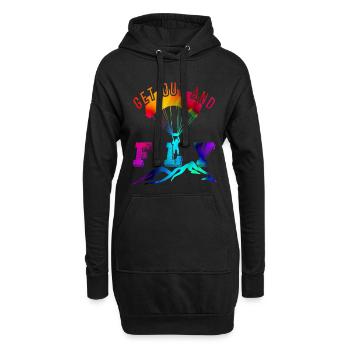 Paragliding - Hoodie-Kleid - Schwarz - Vorne