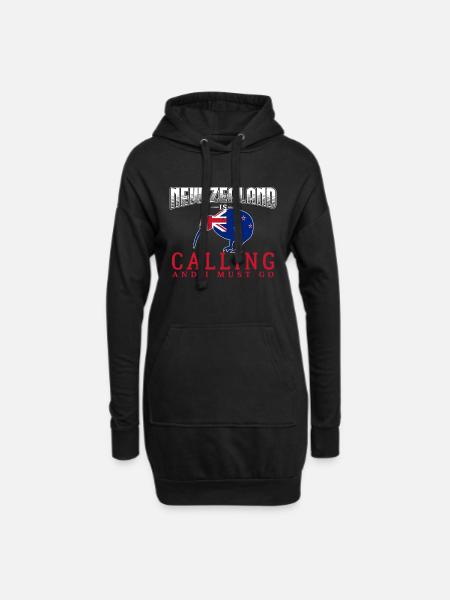 Neuseeland - Hoodie-Kleid - Schwarz
