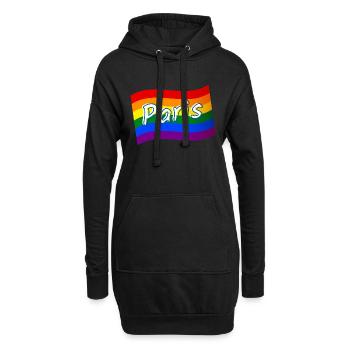 Gay Pride Paris France drapeau arc-en-ciel LGBT LGBTQ - Sweat-shirt à capuche long Femme - noir - Devant