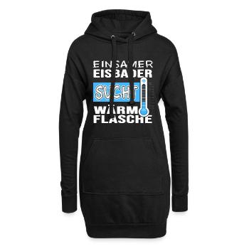 Single Eisbader Flirt beim Winterschwimmen - Hoodie-Kleid - Schwarz - Vorne