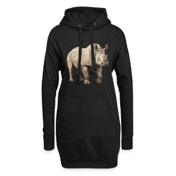 Rhinocéros Animal - Sweat-shirt à capuche long Femme - noir - Devant