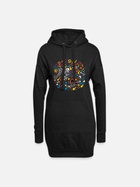 Musik - Hoodie-Kleid - Schwarz