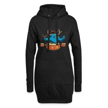 Büffel auf Trommeln - Hoodie-Kleid - Schwarz - Vorne