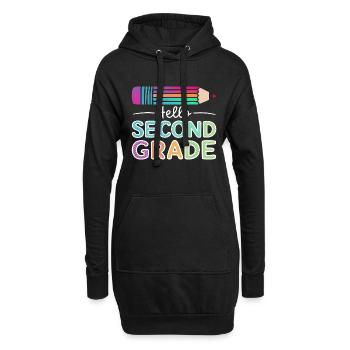Hello Second Grade - Hoodie-Kleid - Schwarz - Vorne