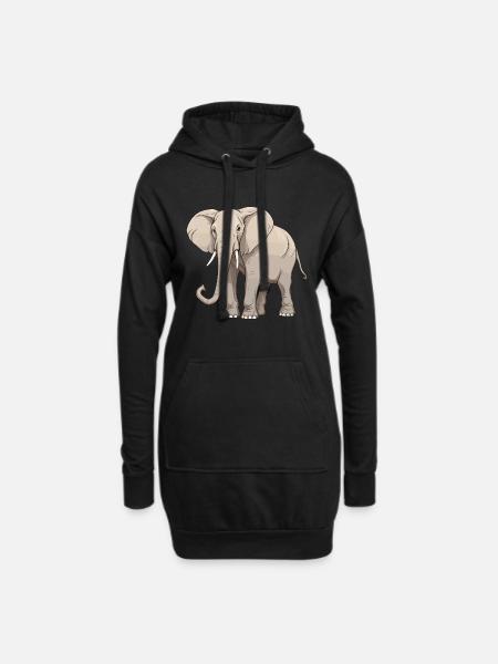 Elefant Tier - Hoodie-Kleid - Schwarz