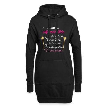 Cadeau Des Petits Enfants Pour Mamie Fée D'Amour - Sweat-shirt à capuche long Femme - noir - Devant