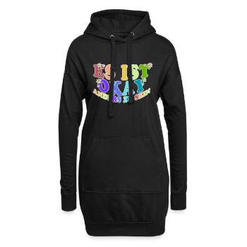 Es Ist Okay Anders Zu Sein - Hoodie-Kleid - Schwarz - Vorne