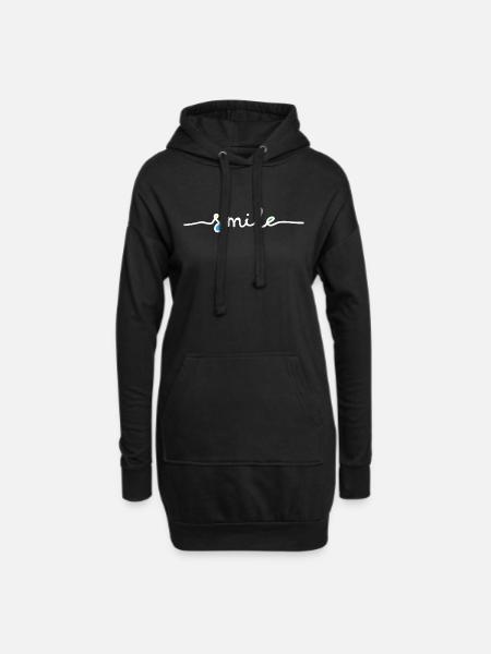 Smile Schrift weiß - Hoodie-Kleid - Schwarz