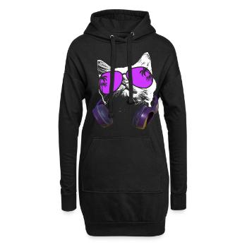 Katze Sonnenbrille Kätzchen Katzenliebe Katzenlieb - Hoodie-Kleid - Schwarz - Vorne