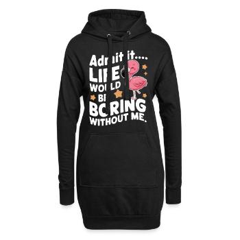 Flamingo Tier Rosa - Hoodie-Kleid - Schwarz - Vorne