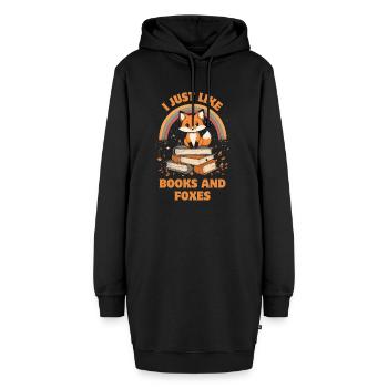 Süßer Fuchs mit Bücher - Hoodie-Kleid - Schwarz - Vorne - AI Model Female 172 light (172cm)
