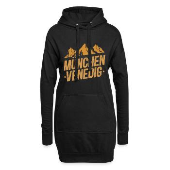 Alpenüberquerung München Venedig Fernwanderweg - Hoodie-Kleid - Schwarz - Vorne