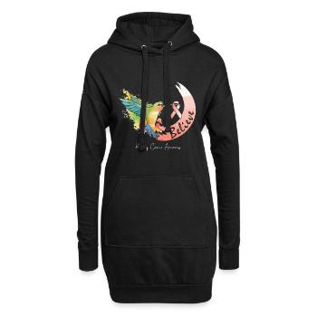 Colibri avec boucle Cancer - Sensibilisation au Cancer - Sweat-shirt à capuche long Femme - noir - Devant