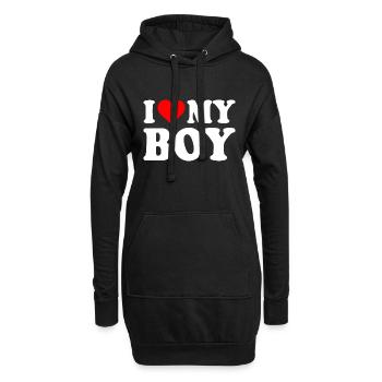 I love my boy - Sweat-shirt à capuche long Femme - noir - Devant
