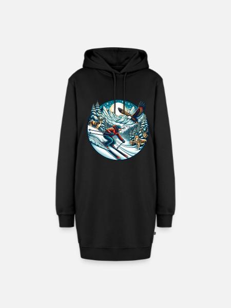Atemberaubende Wintersport Abenteuerszene - Hoodie-Kleid - Schwarz