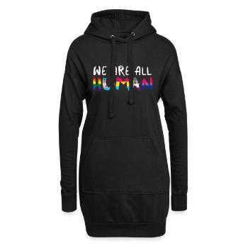 Wir sind alle Menschen - Hoodie-Kleid - Schwarz - Vorne