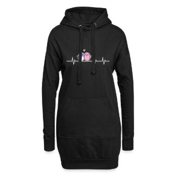 Deux oiseaux mignons - Cœur à cœur - Sweat-shirt à capuche long Femme - noir - Devant