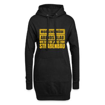 Morgens Müde Abends Blau Straßenbau - Hoodie-Kleid - Schwarz - Vorne