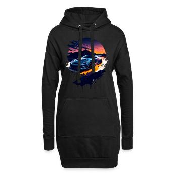 Klassischer Sportwagen - Hoodie-Kleid - Schwarz - Vorne