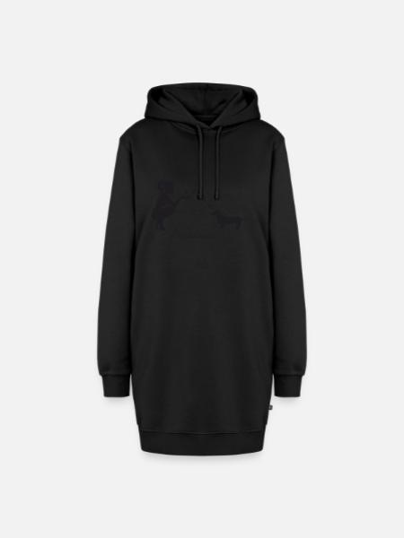 Dackel mit Frau - Hoodie-Kleid - Schwarz