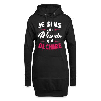 Je Suis Une Mamie Qui Déchire - Sweat-shirt à capuche long Femme - noir - Devant
