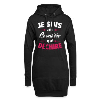 Je Suis Une Cavalière Qui Déchire - Sweat-shirt à capuche long Femme - noir - Devant