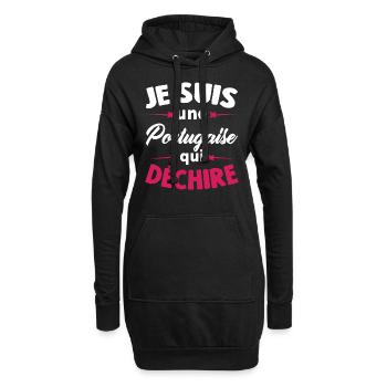 Je Suis Une Portugaise Qui Déchire - Sweat-shirt à capuche long Femme - noir - Devant