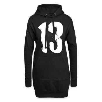 13 Zahl Trikot - Hoodie-Kleid - Schwarz - Vorne