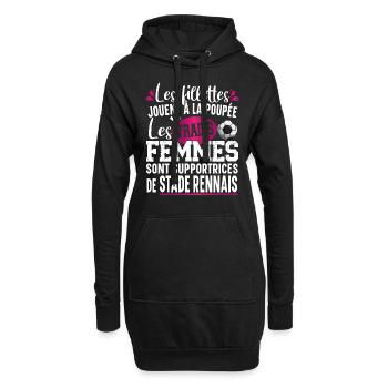 Stade Rennais Supportrice Football Cadeau Femme - Sweat-shirt à capuche long Femme - noir - Devant