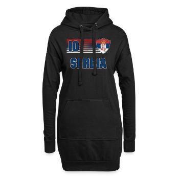 Serbien - Hoodie-Kleid - Schwarz - Vorne