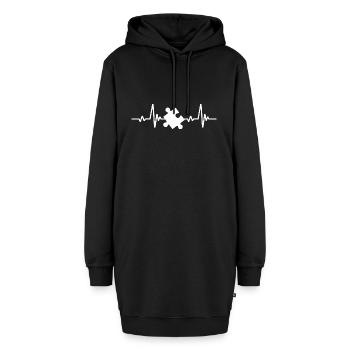 Puzzle | Herzschlag - Hoodie-Kleid - Schwarz - Vorne