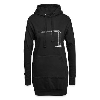 Grue pliante construite grue blanche grue - Sweat-shirt à capuche long Femme - noir - Devant