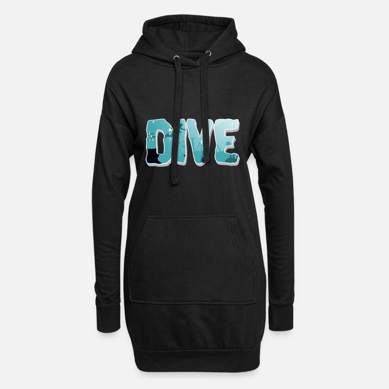 Tauchen Taucher - Hoodie-Kleid - Schwarz