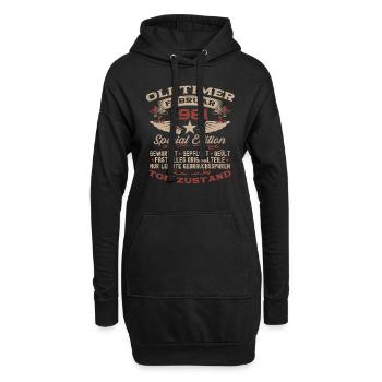 44. Geburtstag Oldtimer Februar Jahrgang 1981 - Hoodie-Kleid - Schwarz - Vorne