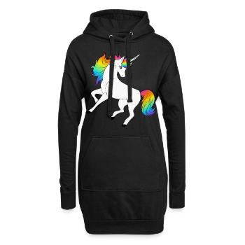 Einhorn - Hoodie-Kleid - Schwarz - Vorne