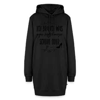 Schuhe gegen Kopfschmerzen - Hoodie-Kleid - Schwarz - Vorne - AI Model Female 172 light (172cm)