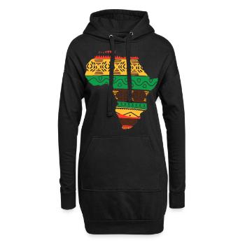 Afrique Carte continent Reggae Rouge Jaune Vert Rasta - Sweat-shirt à capuche long Femme - noir - Devant