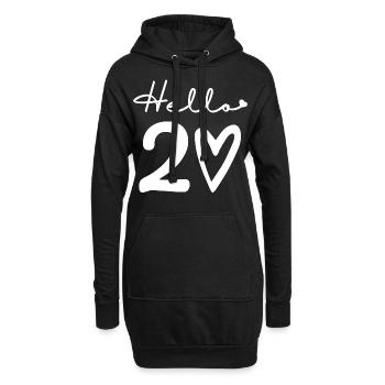bonjour 20. 20e anniversaire - Sweat-shirt à capuche long Femme - noir - Devant