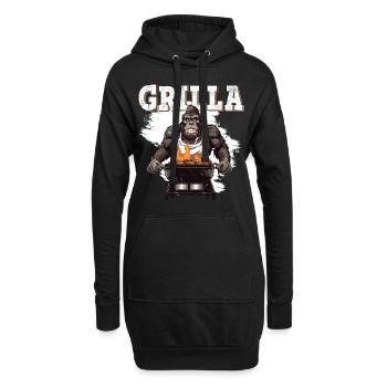 Grillen Grilla Griller Gorilla BBQ Spruch Lustig - Hoodie-Kleid - Schwarz - Vorne