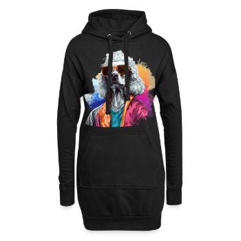 L’élégance urbaine : l’ d’un caniche | Amoureux des chiens - Sweat-shirt à capuche long Femme - noir - Devant