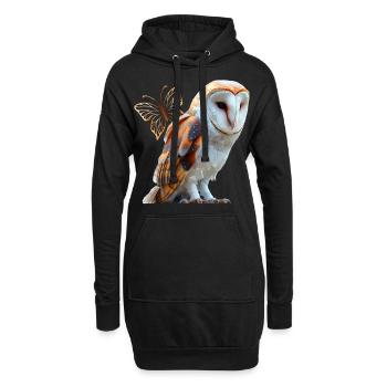 Chouette effraie - Sweat-shirt à capuche long Femme - noir - Devant