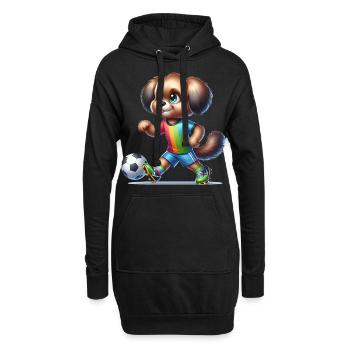 Chien de joueur de football mignon - Sweat-shirt à capuche long Femme - noir - Devant