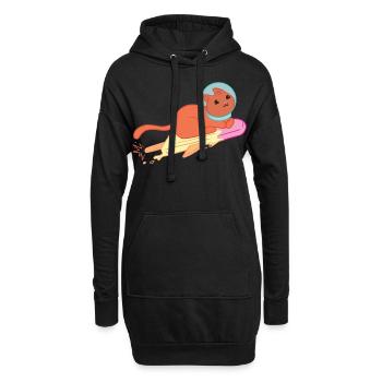 Space Cat Eis, Astronaut Cat Rakete - Hoodie-Kleid - Schwarz - Vorne