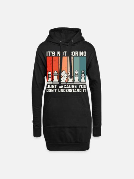 Schach - Hoodie-Kleid - Schwarz